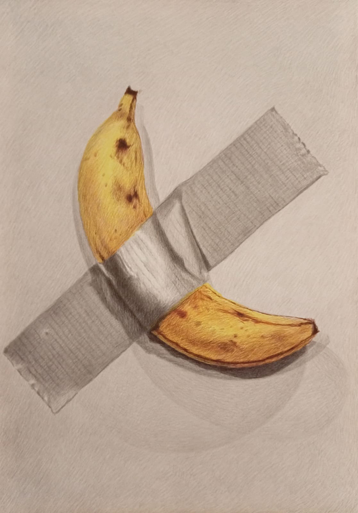 Pared, cinta y banana